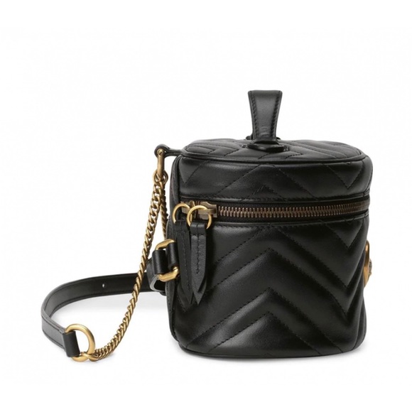 Gucci New With Box GG Marmont Black Leather Vanity Case Backpack - Picture 12 of 13